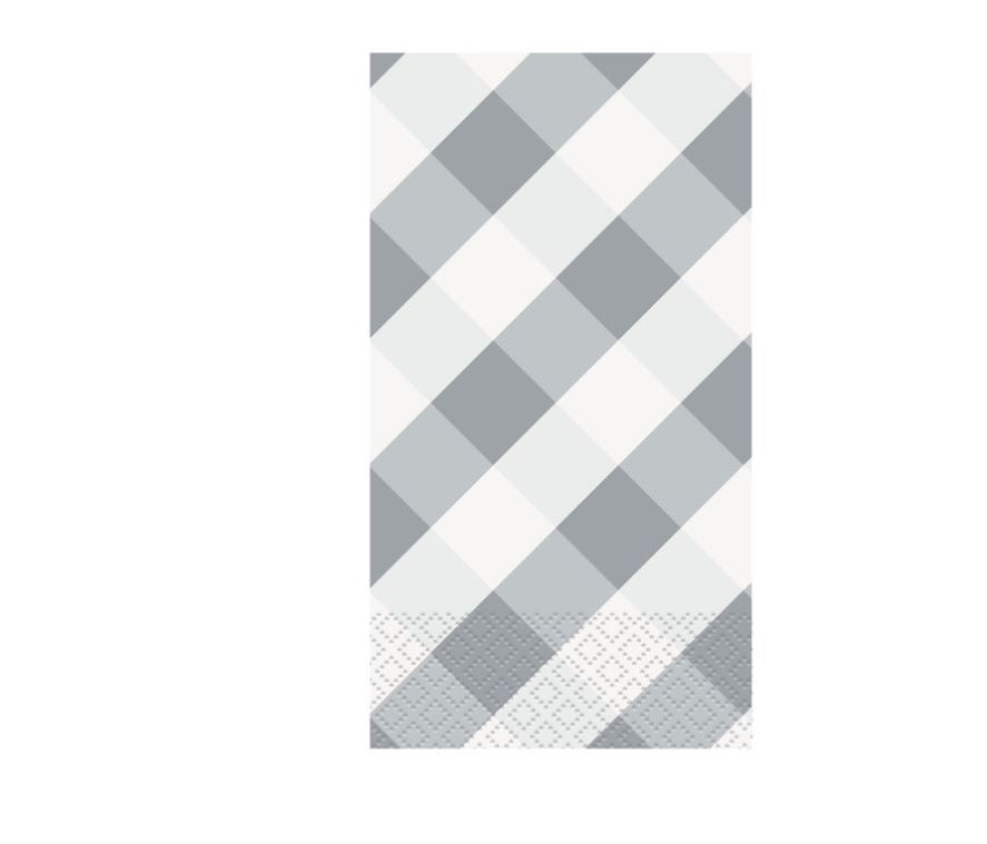 Silver Gingham Guest Towels  16ct