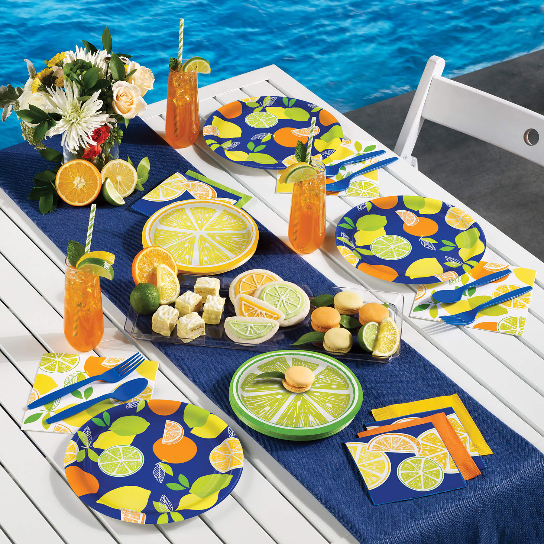 citrus summer tableware lime plates and lemon napkins