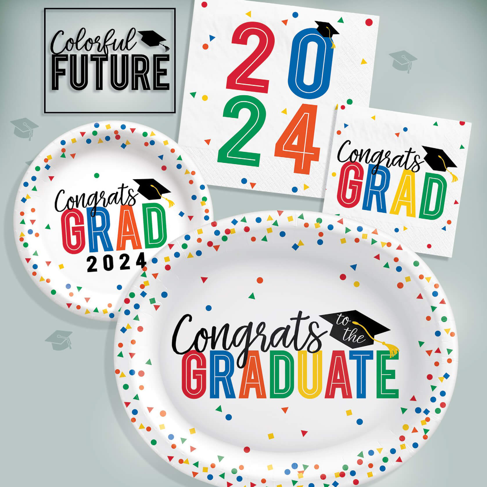 2024 colorful future congrats graduate tableware