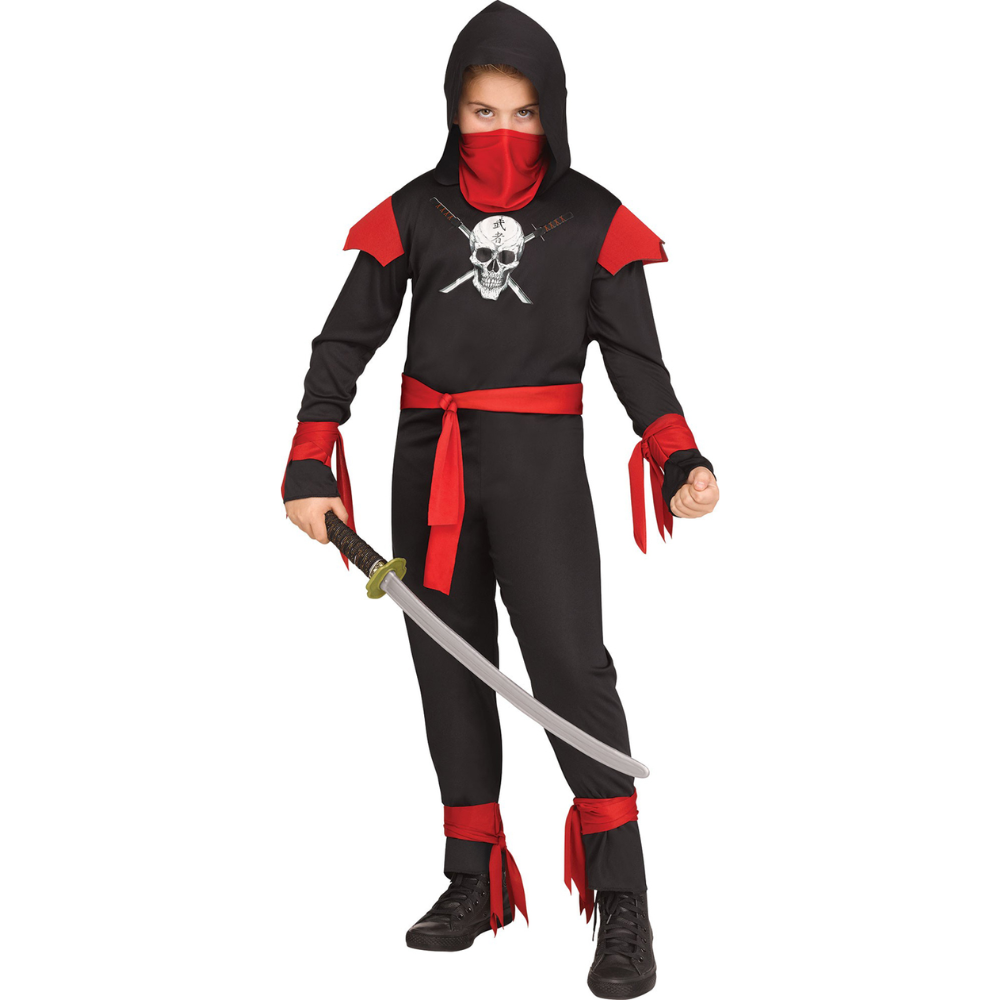 Red Skull Ninja Boys Child Secret Agent Halloween Costume