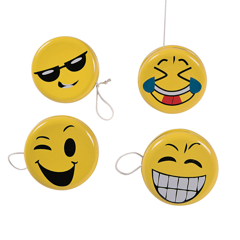 Emoji Face Metal Yo-Yo - Party Favors - 12 Pieces