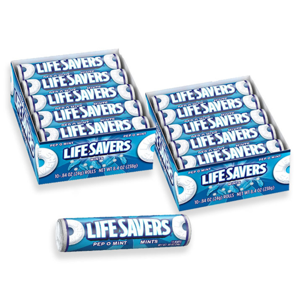  LIFESAVERS HARD CANDY ROLL IN DISPLAY - PEP-O-MINT