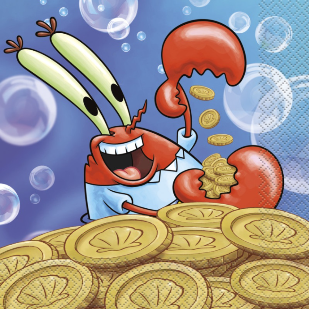 SpongeBob Luncheon Napkins – Mr. Krabs Design (16ct)