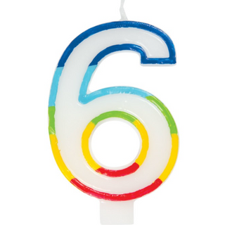 Rainbow Border Number 6 Birthday Candle