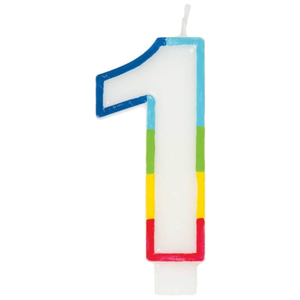 Rainbow Border Number 1 Birthday Candle