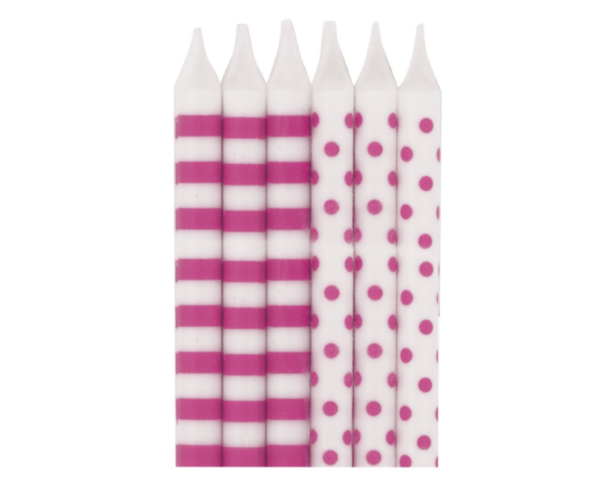 Hot Pink Stripes & Dots Birthday Candles  12ct