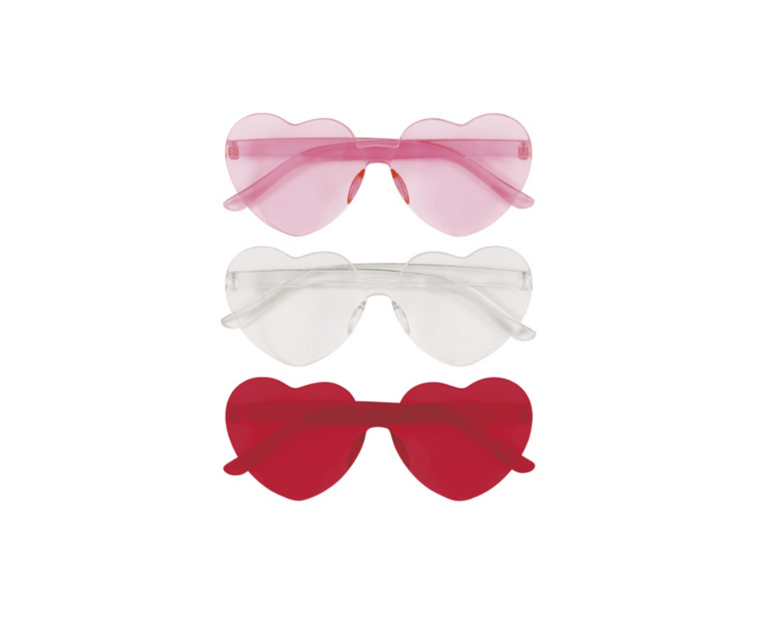 Assorted Red  Pink & White Heart Shaped Novelty Glasses  3ct