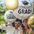 congrats grad helium balloons gold and white