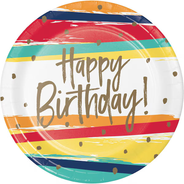 Birthday Stripes 9" Dinner Plates