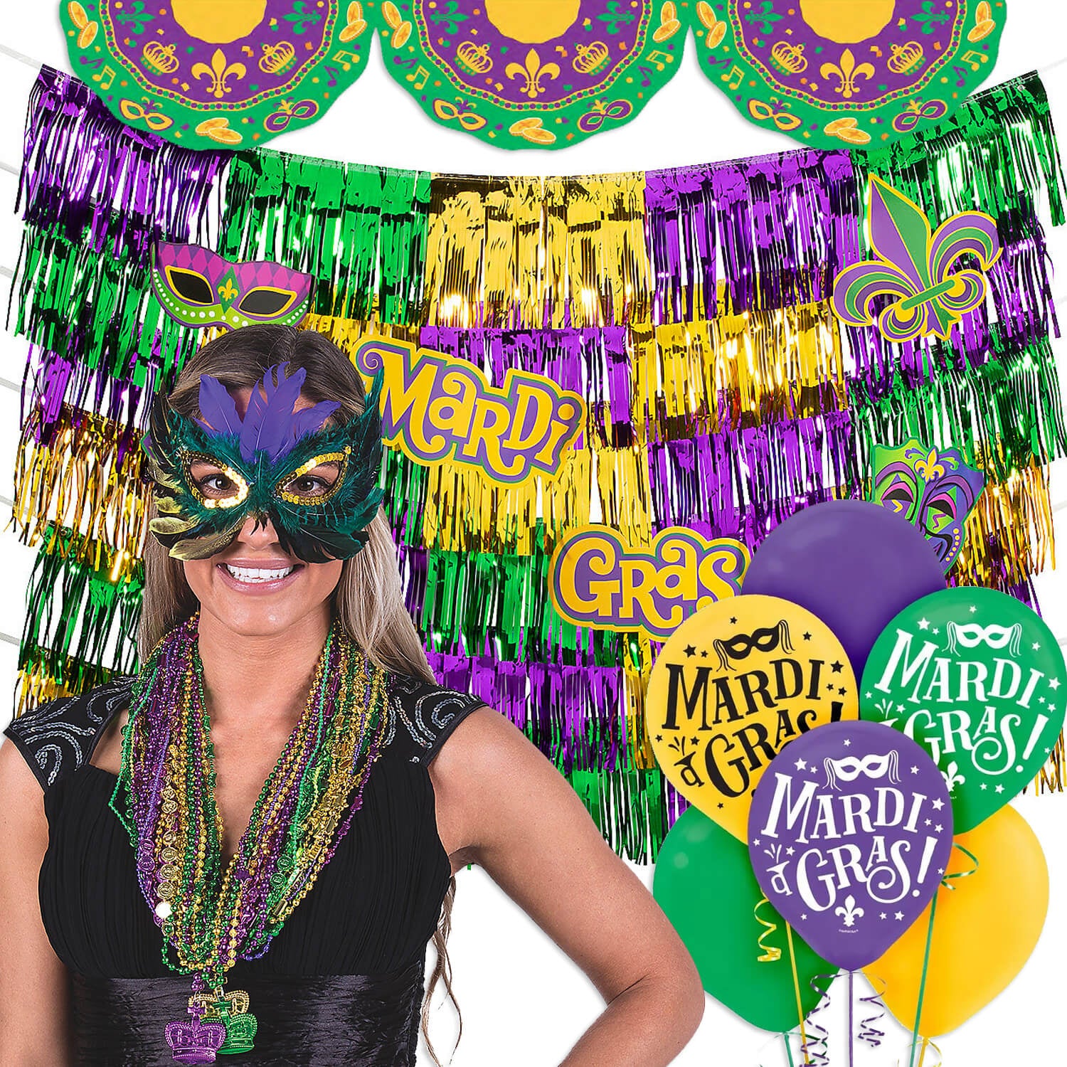 mardi gras decorations and wearables
