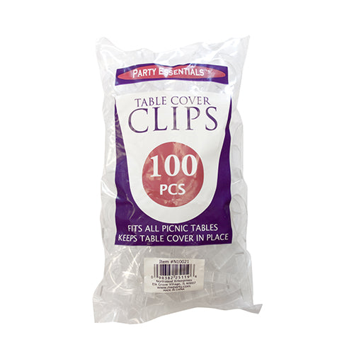 100 PACK TABLE COVER CLIPS – CLEAR