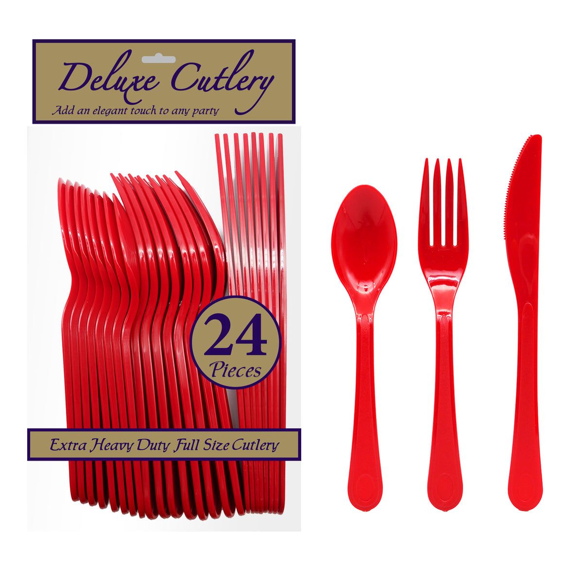 COMBO CUTLERY EXTRA HEAVY DUTY – RED 24 CT.