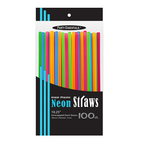 10.25″ GIANT DRINKING STRAWS ASSORTED NEON COLORS