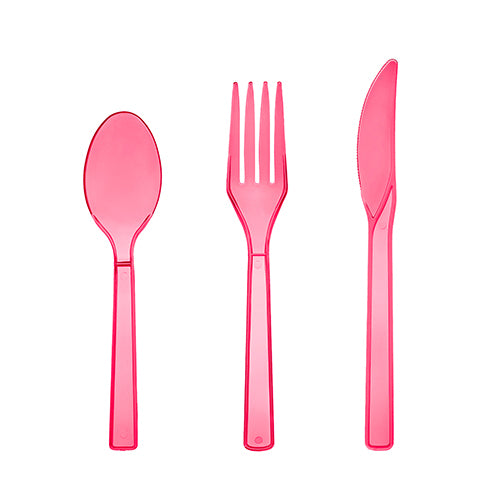 NEON PINK CUTLERY 17 SETS PER PACK