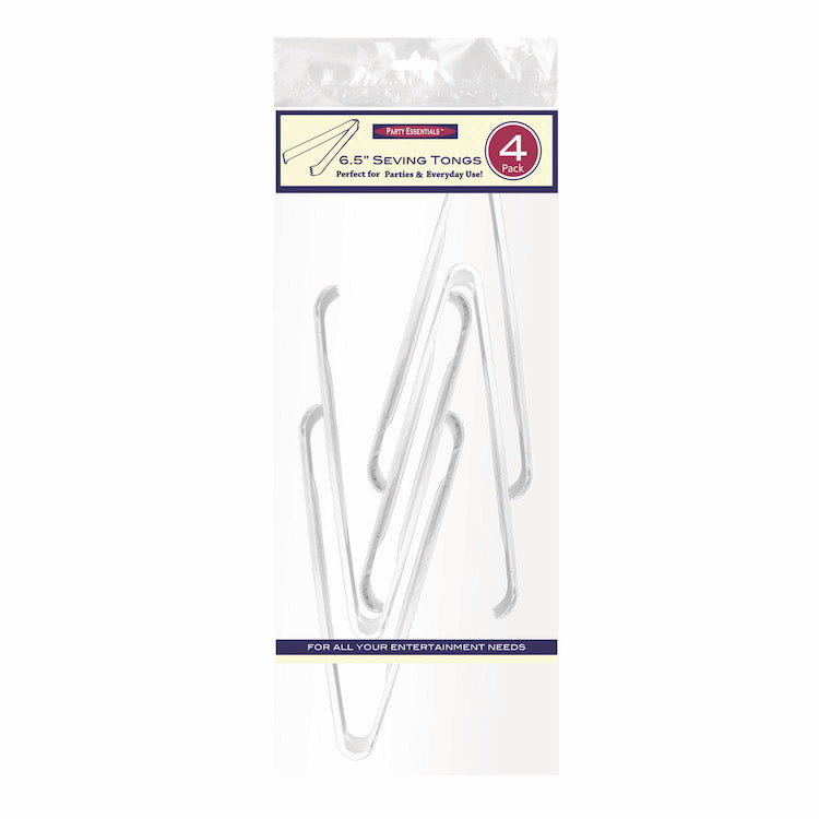 6.5&quot; Clear Plastic Tongs