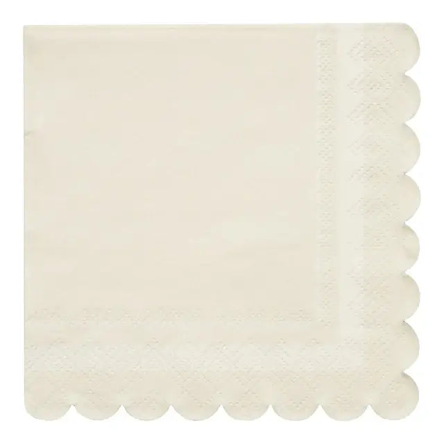 Cocktail Napkin Scalloped Edge Cream