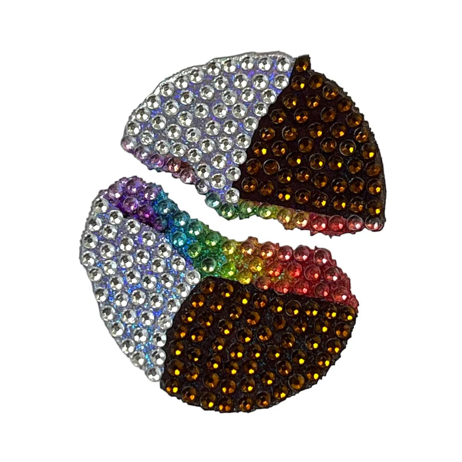Rainbow Black & White Cookie Collectable Rhinestone Sticker - StickerBeans