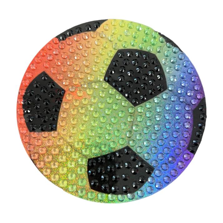 Rainbow Soccer Ball Collectable Rhinestone Sticker - StickerBeans