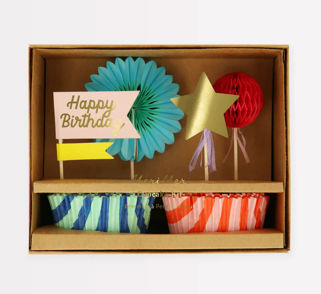 Stripe Party Cupcake Kit (x 24 toppers)