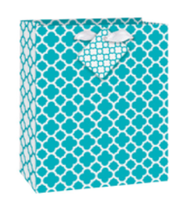 Caribbean Teal Quatrefoil Medium Gift Bag