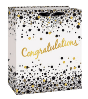 Speckled Black & Gold Congratulations Large Gift Bag