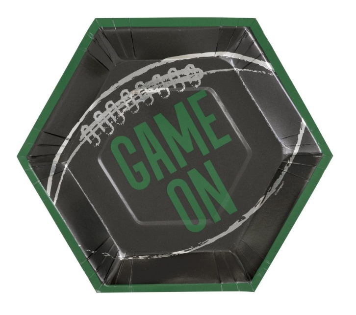 Kickoff Football "Game On" Hexagon Shaped 9.25" Plates