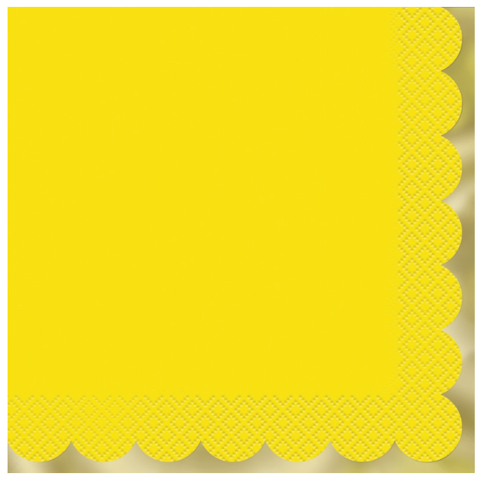 Yellow Pastel Scalloped Luncheon Napkins