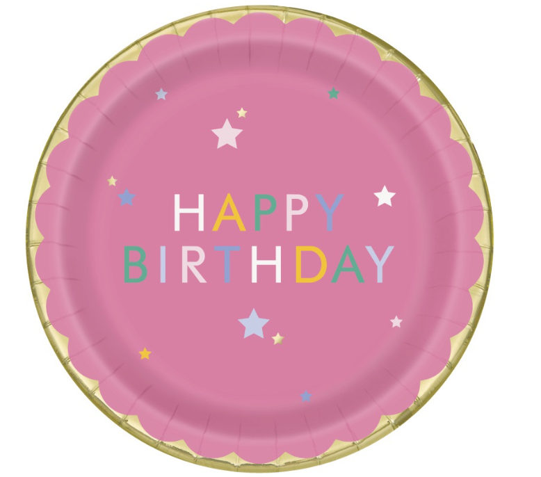 Pastel Party "Happy Birthday" Round 9" Dinner Plates