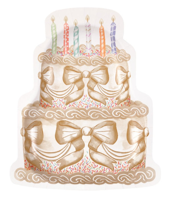 Gold Celebration Tiered-Cake-Shaped 10" Dinner Plates