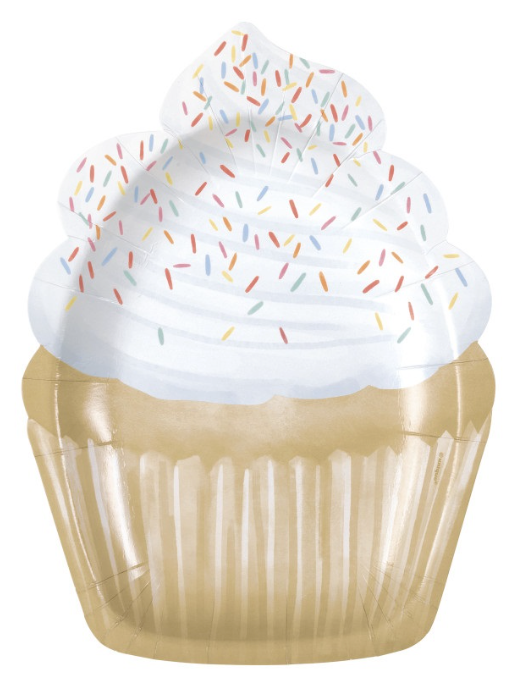 Gold Celebration Cupcake-Shaped 9.25" Dinner Plates