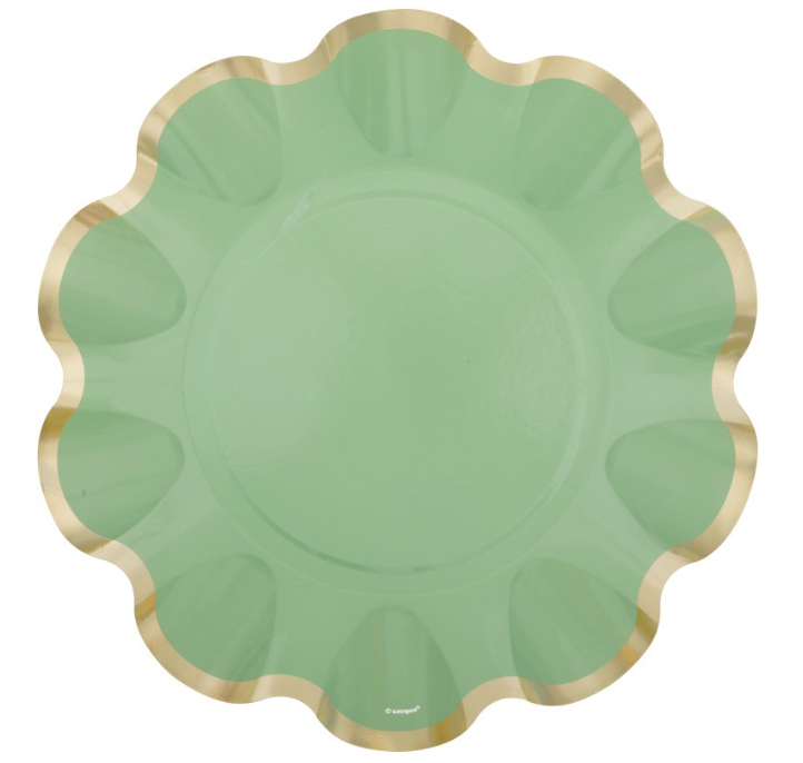 Elegant Sage Ruffle Edge 10" Dinner Plates