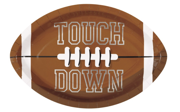 Game Face Football "Touchdown" Football-Shaped 12" Plates