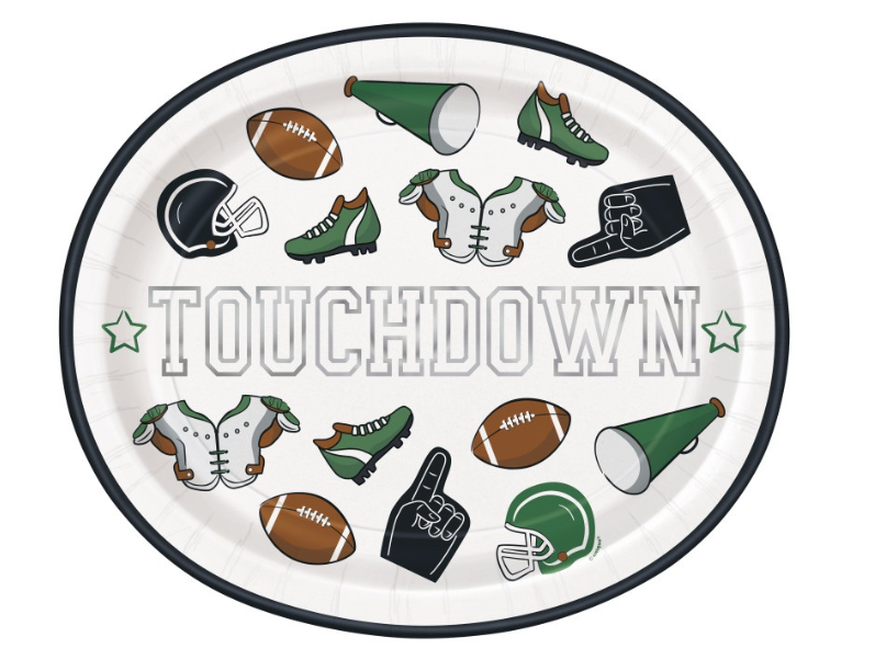 Game Face Football "Touchdown" Oval 12" Plates