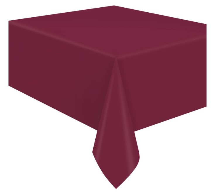 Burgundy Solid Flannel-Backed Vinyl Table Cover  54" x 108"