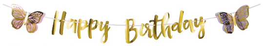 Butterfly Shimmer Foil Birthday Banner