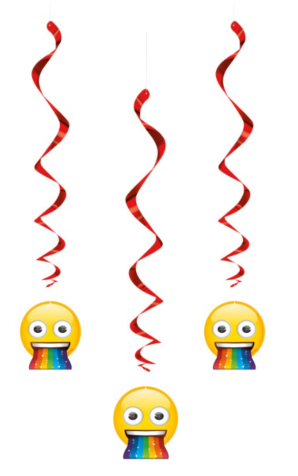 Rainbow Fun Emoji Hanging Swirl Decorations