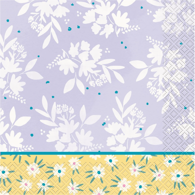 Spring Florals Blue &amp; Yellow Luncheon Napkins