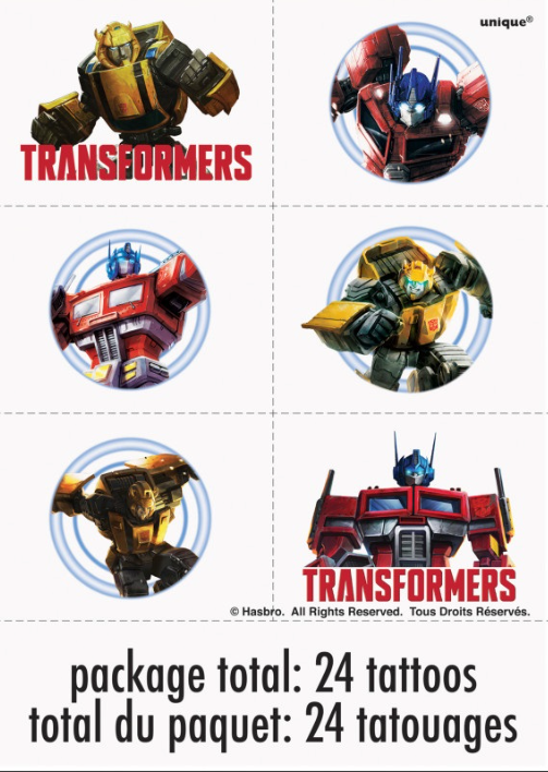 Transformers Color Tattoo Sheets