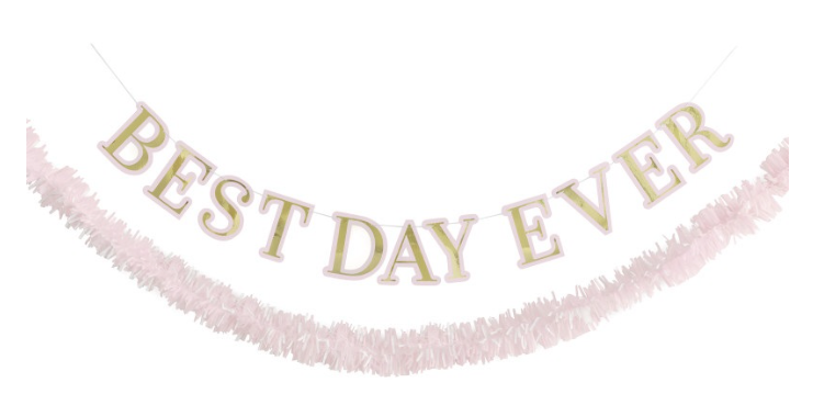 Gold Foil "Best Day Ever" Fringe Garland &amp; Banner Kit