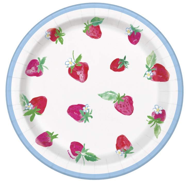 Sweet Strawberry Round Dessert Plates