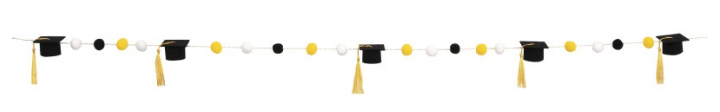 Felt Ball &amp; Fabric Grad Caps with Tassels Garland