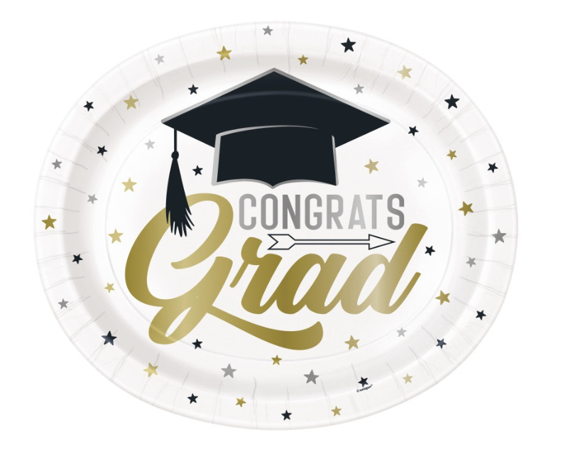 Stars &amp; Caps Graduation Oval Plates
