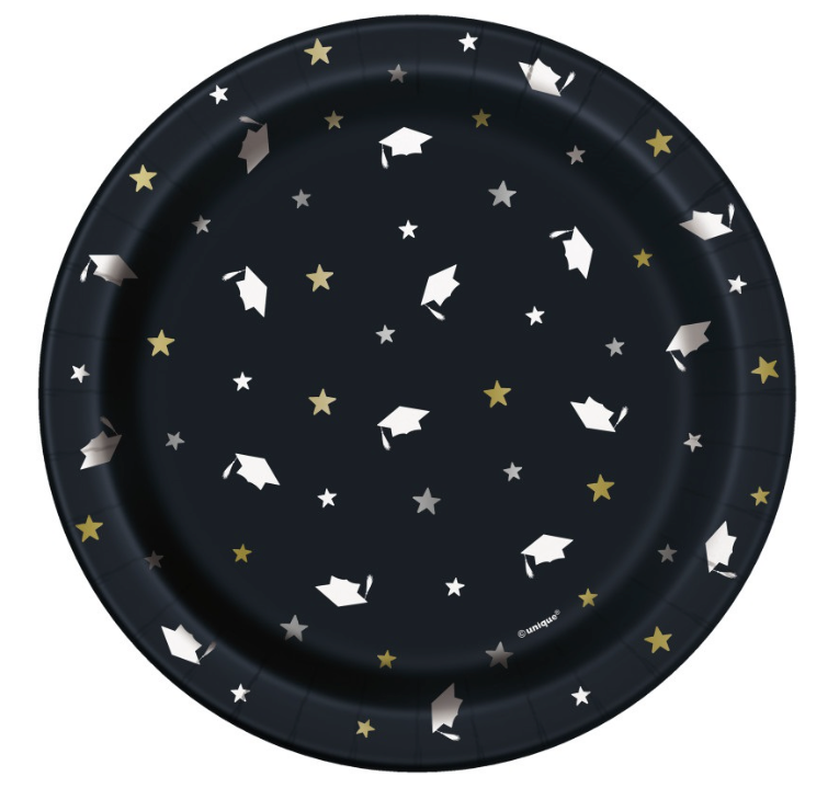 Stars & Caps Graduation Round Dessert Plates
