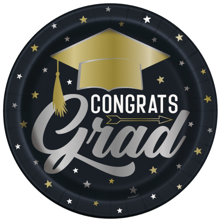Stars &amp; Caps Graduation Round Dinner Plates