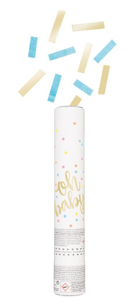 Oh Baby Blue and Gold Confetti Cannon