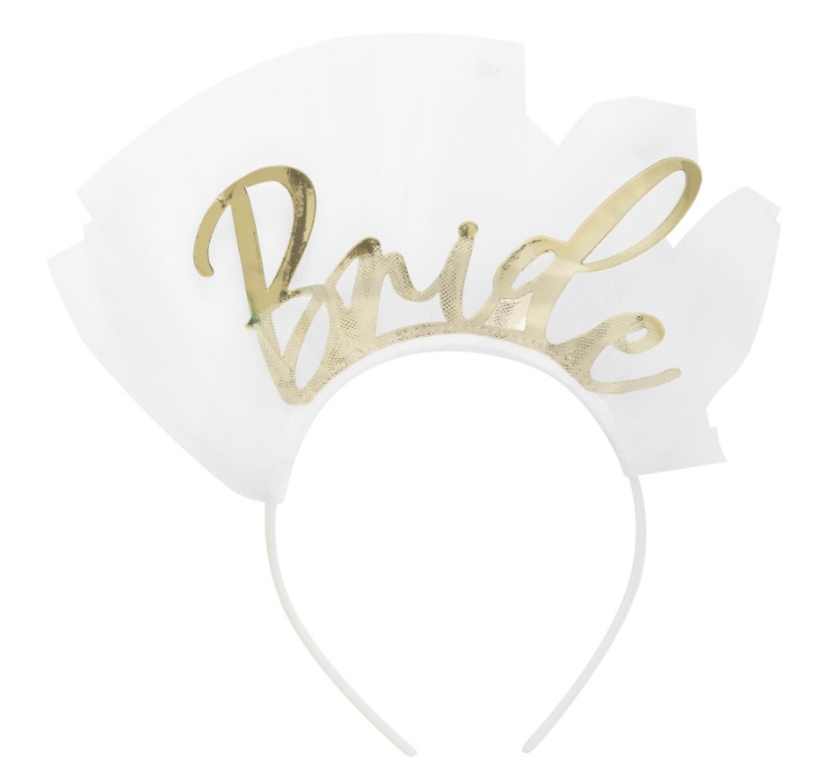 Gold Foil & Tulle "Bride" Party Headband