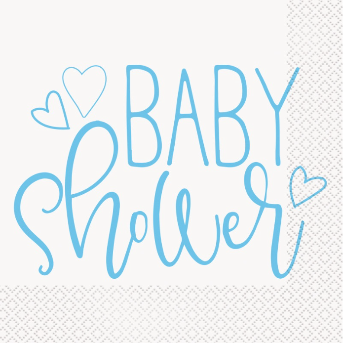 Blue Hearts Baby Shower Luncheon Napkins