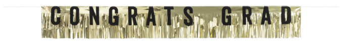 Gold "Congrats Grad" Foil Fringe Banner