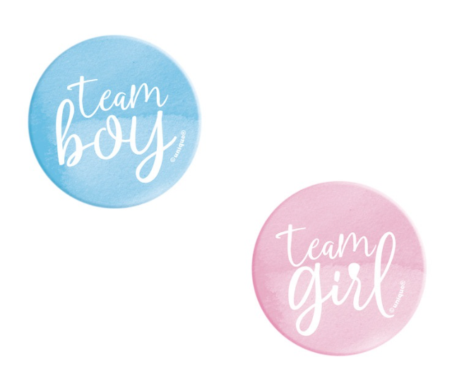 Team Boy or Team Girl Gender Reveal Buttons