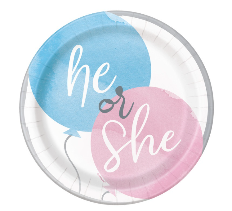 Gender Reveal Party Round Dessert Plates